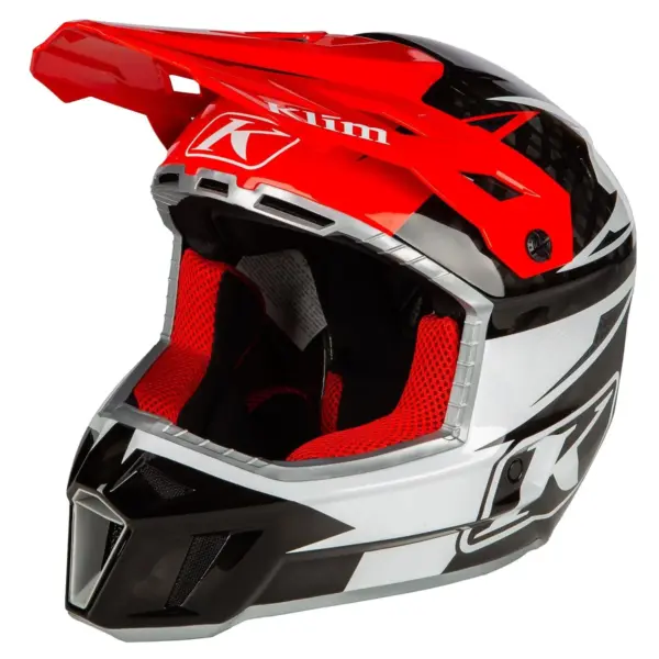 קסדת שטח קליים KLIM F3 Carbon Pro בגוון אדום שחור לבן