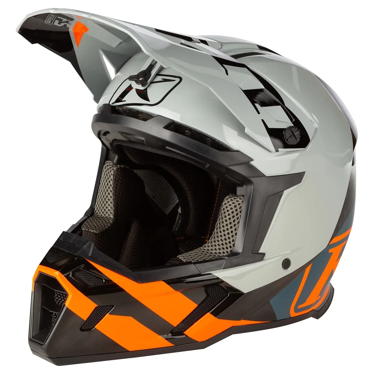 קסדת שטח KLIM F5 Koroyd בגוון אפור כתום, מבט צד קסדת שטח קליים KLIM F5 Koroyd בגוון אפור כתום, מבט צד