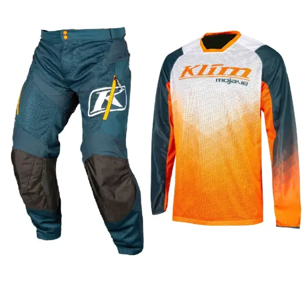 סט חולצה ומכנסי שטח קליים KLIM Mojave בגוון כחול פטרול וכתום