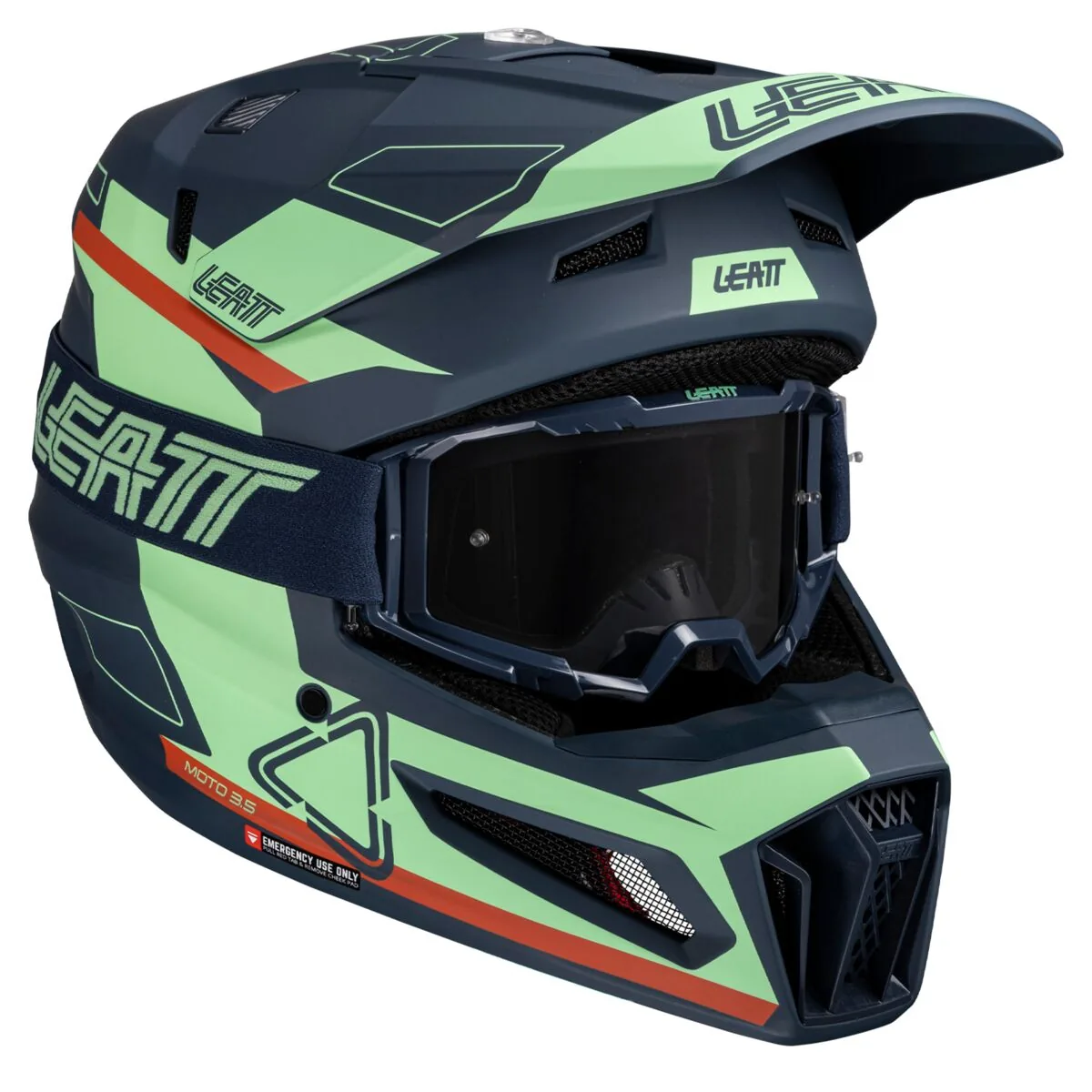 קסדת שטח LEATT Moto 3.5 בצבע מאצ׳ה ירוק כחול (V25) קסדת שטח ליט LEATT Moto 3.5 בצבע מאצ׳ה ירוק כחול (V25)
