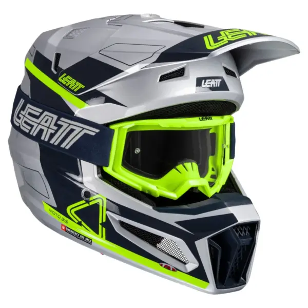 קסדת שטח ליט LEATT Moto 3.5 בצבע כסוף ליים (Steel V25)