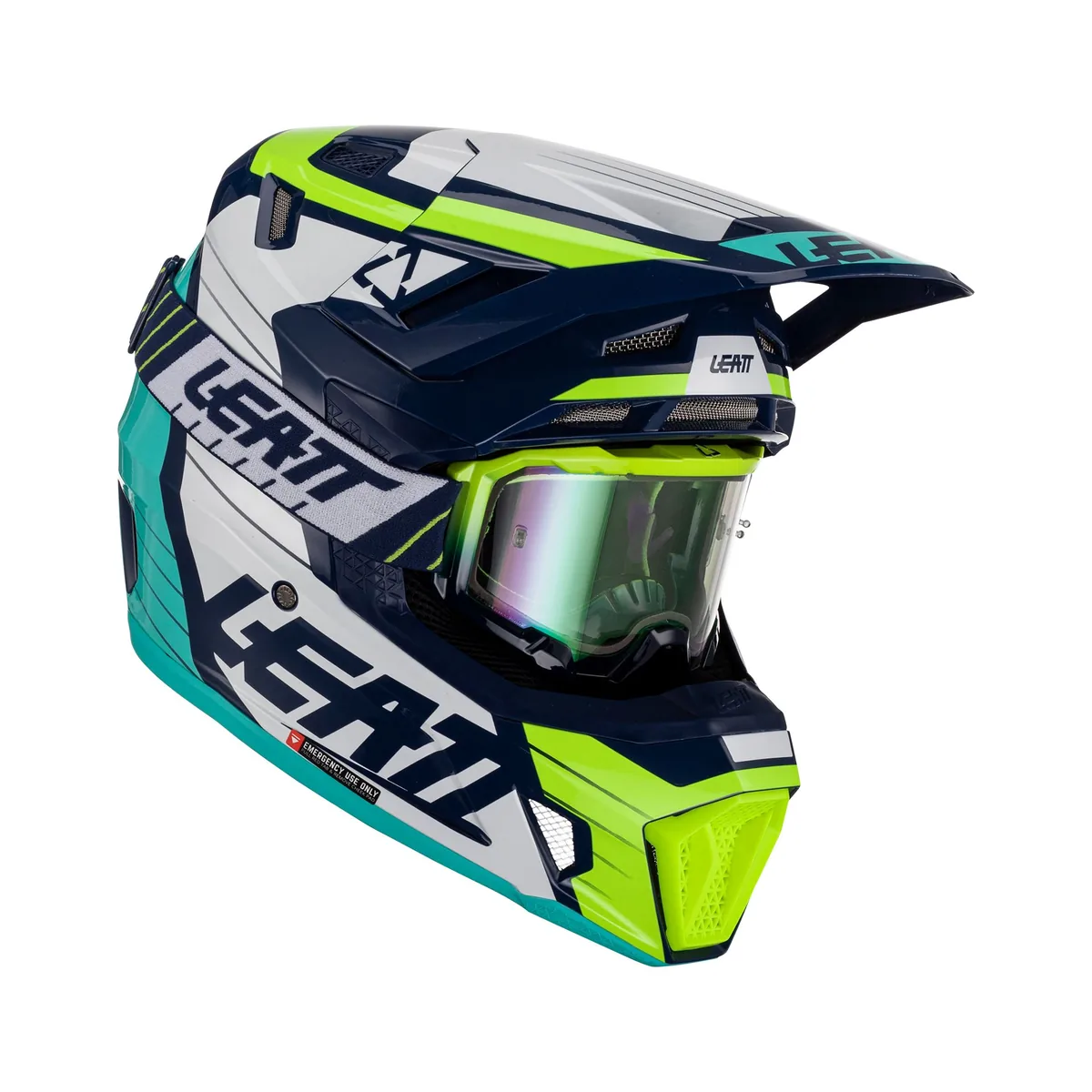 קסדת שטח LEATT Moto 7.5 בצבע לבן טורקיז קסדת שטח ליט LEATT Moto 7.5 בצבע לבן טורקיז