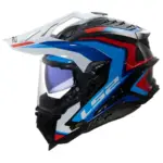 קסדת אדוונצ'ר קרבון אל אס 2 LS2 Explorer Carbon בצבע קרבון לבן-כחול-אדום