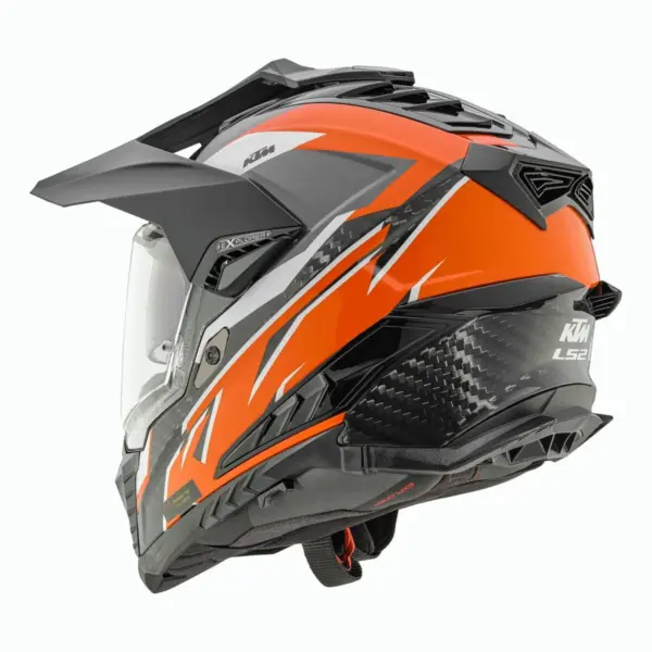 קסדת אדוונצ'ר קרבון אל אס 2 LS2 Explorer Carbon MX701 קרבון שחור-כתום מבריק (KTM Replica) – תמונה 2