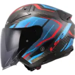 קסדה פתוחה קרבון אל אס 2 LS2 Infinity II Carbon בצבע קרבון עם גרפיקה כחול-אדום