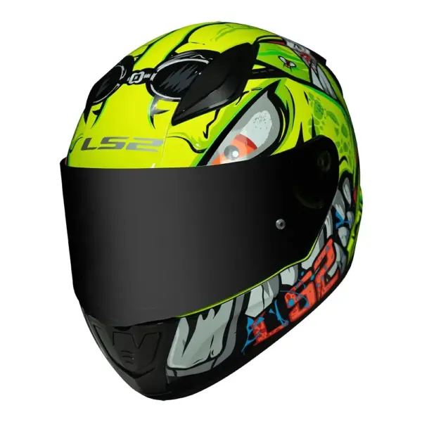 קסדה מלאה אל אס 2 LS2 Rapid II FF353 צהוב עם גרפיקה (Badass) – תמונה 2