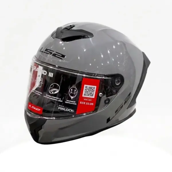 קסדה מלאה אל אס 2 LS2 Rapid III FF820 אפור מבריק – תמונה 2