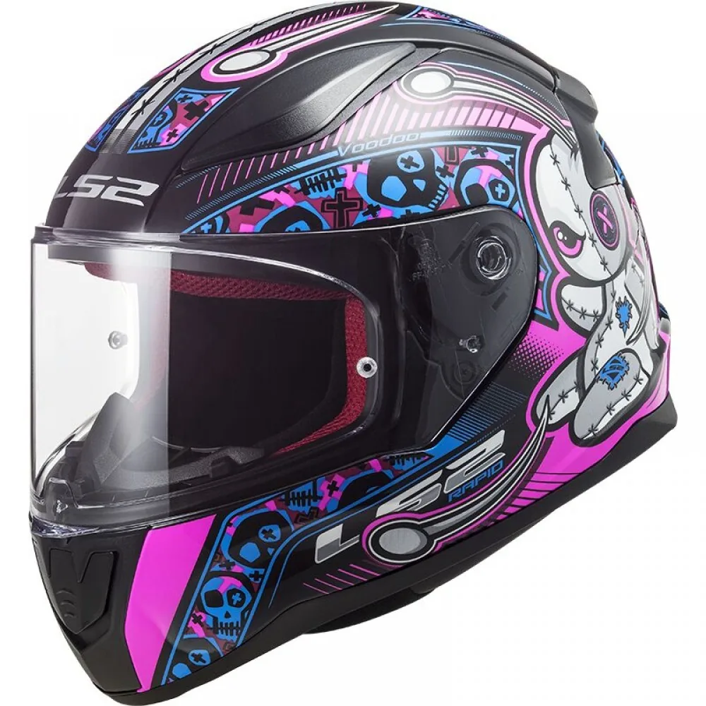 קסדה מלאה לילדים LS2 Rapid Mini בצבע שחור-ורוד קסדה מלאה לילדים אל אס 2 LS2 Rapid Mini בצבע שחור-ורוד