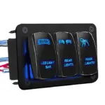 לוח מפסקים מואר 3 מתגים לרכב – תאורת LED כחולה