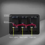 לוח מפסקים מואר לרכב – 3 מתגים עם תאורת LED כחולה – תמונה 3