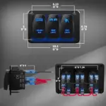 לוח מפסקים מואר לרכב – 3 מתגים עם תאורת LED כחולה – תמונה 4