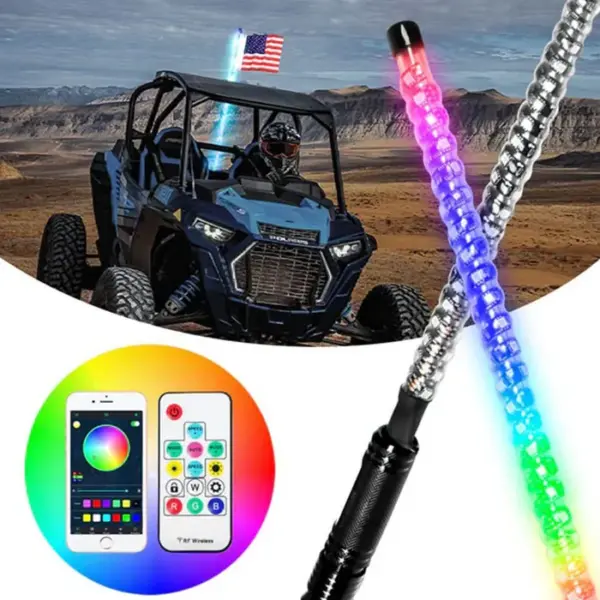 מוט תאורת לד RGB לבאגי – 45/60/90 ס״מ, שלט ואפליקציה