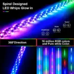 מוט תאורת לד RGB גמיש לרכב ולשטח עם שלט ואפליקציה | 45/60/90 ס"מ – תמונה 4