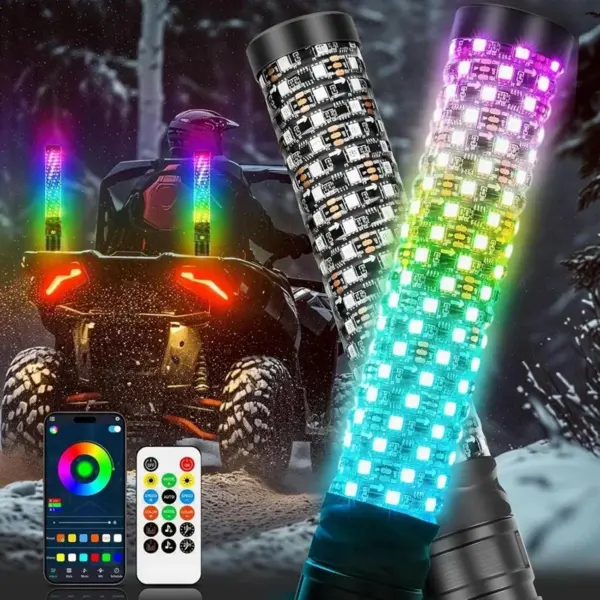 זוג מוטות לד RGB ספירלה – 40/60 ס״מ לבאגי ולשטח