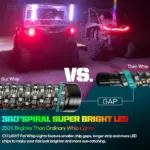 זוג מוטות לד RGB ספירלה גמיש לרכב ולשטח עם שלט ואפליקציה | 60/40 ס"מ – תמונה 5