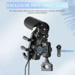 מעמד מתכת לטלפון לאופנוע עם בולם זעזועים – טעינה אלחוטית + USB ו-Type-C – תמונה 4