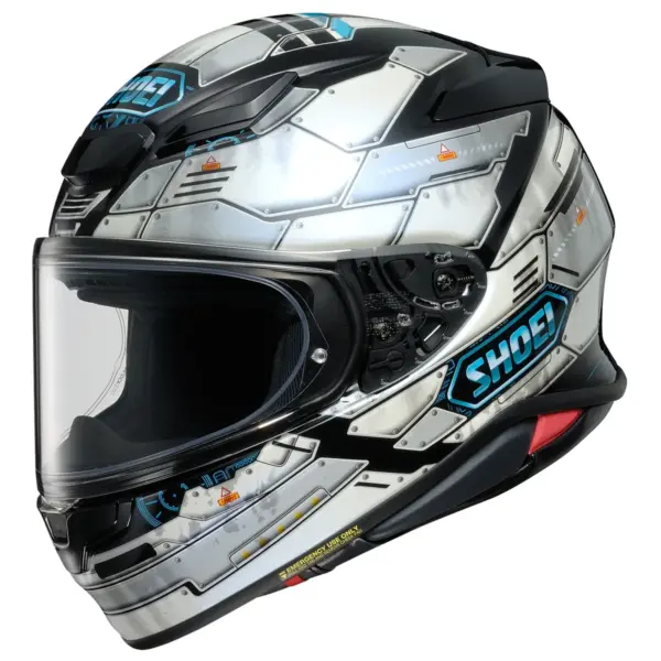 קסדת כביש מלאה שואי SHOEI NXR2 בגוון לבן/שחור/תכלת