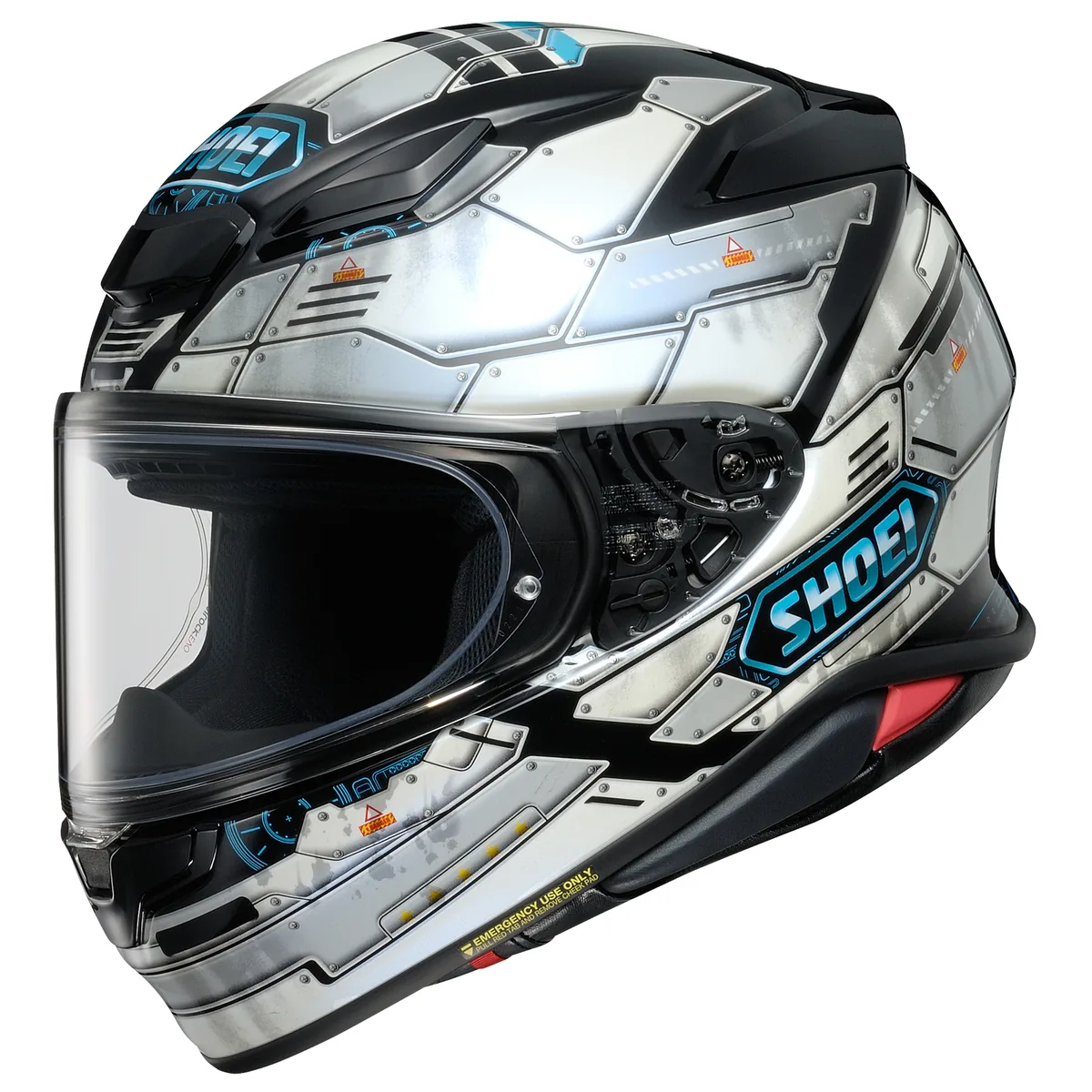 קסדת כביש מלאה SHOEI NXR2 בגוון לבן/שחור/תכלת קסדת כביש מלאה שואי SHOEI NXR2 בגוון לבן/שחור/תכלת
