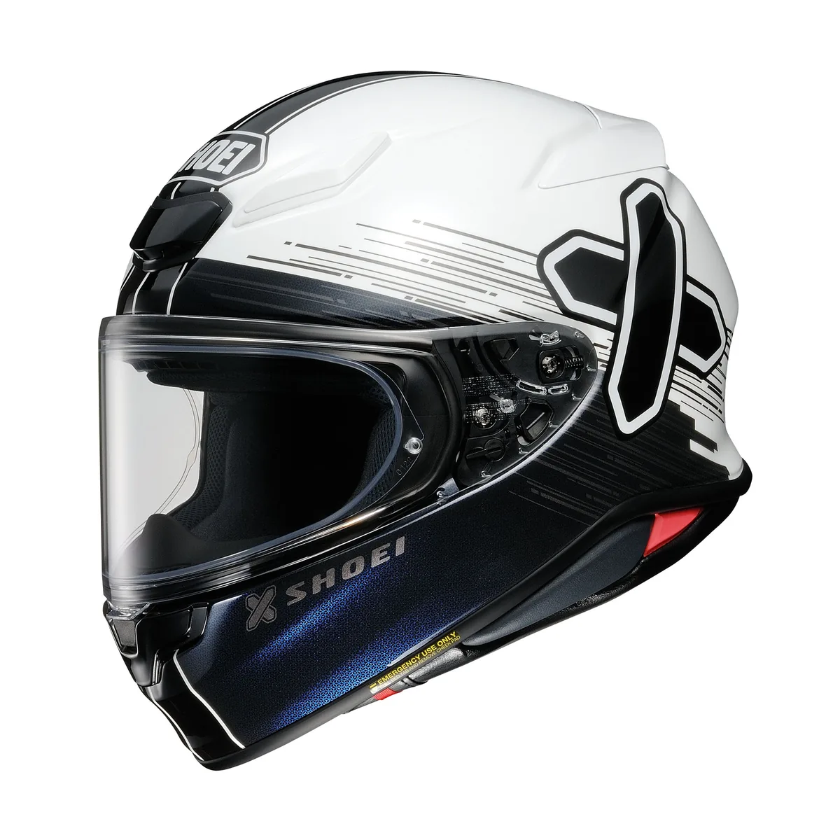 קסדת כביש מלאה SHOEI NXR2 בגוון לבן/שחור קסדת כביש מלאה שואי SHOEI NXR2 Ideograph TC-6 לבן/שחור