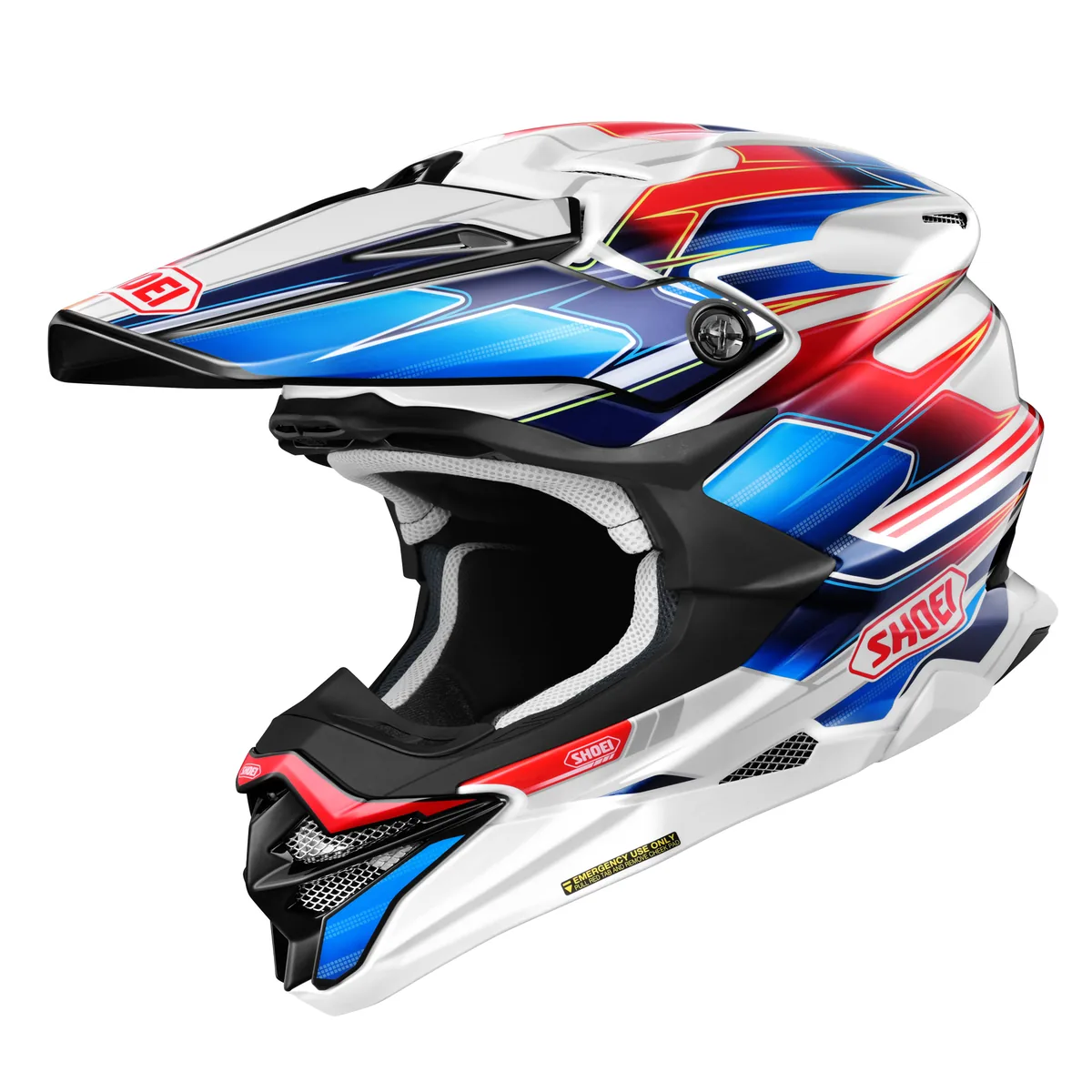 קסדת שטח SHOEI VFX-WR 06 בגוון אדום/כחול/לבן קסדת שטח שואי SHOEI VFX-WR 06 בגוון אדום/כחול/לבן